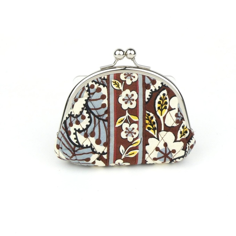 Vera Bradley Slate Blooms Double Kiss Kiss Lock Coin Purse